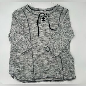 Chicos Womens Weekend Heather Gray Lace Up Tunic Sz 2